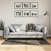 Rug Washable Black and Gold 80x150 cm Anti Slip
