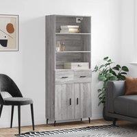Berkfield Home Highboard Grey Sonoma 69.5x34x180 cm Engineered Wood