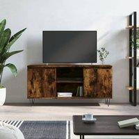 Berkfield Home TV Cabinet Smoked Oak 104x35x50 cm Engineered Wood in Brown | Size: 104 x 35 x 50 cm