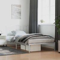 Berkfield Home Metal Bed Frame with Headboard White 107x203 cm