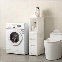 Living and Home Slim Plastic Cabinet Storage Drawer Organiser with 2 Wheels in White