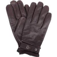 SNUGRUGS Men's Super Soft Leather Biker Winter Gloves with Popper Feature in Brown | Size: Small