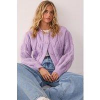 NastyGal Women's Cable Boxy Button Through Cardigan in Lilac | Size: Small