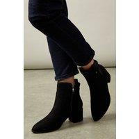 Wallis Women's Wide Fit Ahio Medium Block Heel Chelsea Ankle Boots in Natural Black | Size: 4