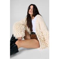 NastyGal Women's Extreme Loopy Cardigan in Cream | Size: Small