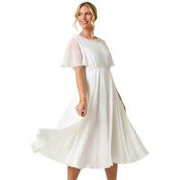 Petite Trim Neck Short Sleeve Dress