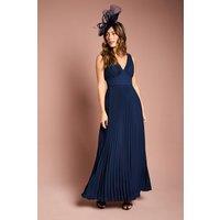 Coast Women's Pleated Plunge Neck Maxi Bridesmaid Dress in Navy | Size: 12