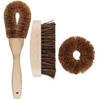 Natural Elements 3pc Coconut Fibre Cleaning Brush Set, Scrubbing Brush, Scourer in Brown
