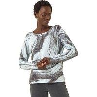 Roman Women's Abstract Knit Jumper in Light Blue | Size: 12