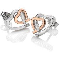 Hot Diamonds Women's Warm Heart Earrings - Rose Gold Plate Accents in Silver | Size: 12mm