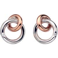 Hot Diamonds Women's Eternal Earrings - Rose Gold Plate Accents in Silver | Size: 11