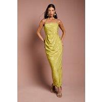 Coast Women's Jacquard Satin Midaxi Dress With Wrap Skirt in Olive | Size: 12