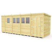 Buttercup Farm 17 x 7 Feet Pent Shed - Single Door W/ Windows - L214 x W492 x H201 cm in Brown