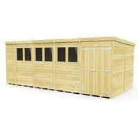Buttercup Farm 18 x 8 Feet Pent Shed - Double Door W/ Windows - L231 x W533 x H201 cm in Brown