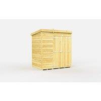 Buttercup Farm 6 x 4 Feet Pent Shed - Double Door W/O Windows - L118 x W185 x H201 cm in Brown