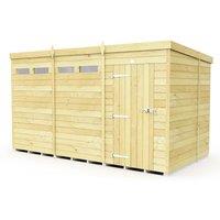 Buttercup Farm 12 x 7 Feet Pent Security Shed - Single Door - L214 x W358 x H201 cm in Brown
