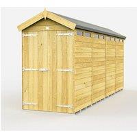 Buttercup Farm 4 x 16 Feet Apex Security Shed - Double Door - L472 x W118 x H217 cm in Brown