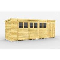 Buttercup Farm 18 x 7 Feet Pent Shed - Double Door W/ Windows - L214 x W533 x H201 cm in Brown