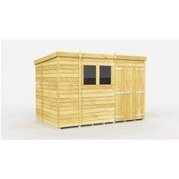Buttercup Farm 10 x 6 Feet Pent Shed - Double Door W/ Windows - L178 x W302 x H201 cm in Brown