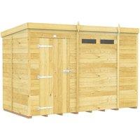 Buttercup Farm 10 x 5 Feet Pent Security Shed - Single Door - L147 x W302 x H201 cm in Brown