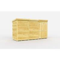 Buttercup Farm 11 x 4 Feet Pent Shed - Double Door W/O Window - L118 x W329 x H201 cm in Brown