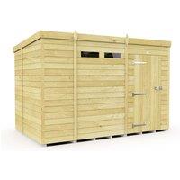 Buttercup Farm 10 x 6 Feet Pent Security Shed - Single Door - L178 x W302 x H201 cm in Brown
