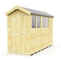 Buttercup Farm 4 x 11 Feet Apex Shed - Single Door W/ Windows - L329 x W118 x H217 cm in Brown