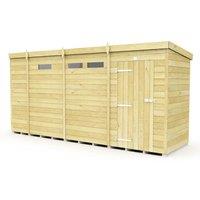 Buttercup Farm 13 x 4 Feet Pent Security Shed - Single Door - L118 x W387 x H201 cm in Brown