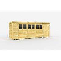 Buttercup Farm 19 x 4 Feet Pent Shed - Double Door W/ Windows - L118 x W560 x H201 cm in Brown