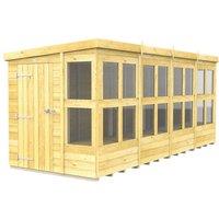 Buttercup Farm 16 x 6 Feet Pent Potting Shed - Wood - L178 x W474 x H201 cm in Brown