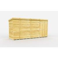 Buttercup Farm 13 x 4 Feet Pent Shed - Double Door W/O Window - L118 x W387 x H201 cm in Brown