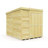 Buttercup Farm 6 x 8 Feet Pent Shed - Double Door W/O Windows - L231 x W185 x H201 cm in Brown