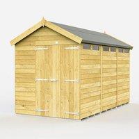 Buttercup Farm 7 x 12 Feet Apex Security Shed - Double Door - L358 x W214 x H217 cm in Brown