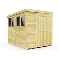 Buttercup Farm 6 x 8 Feet Pent Shed - Double Door W/ Windows - L231 x W185 x H201 cm in Brown