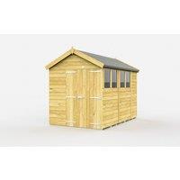 Buttercup Farm 6 x 10 Feet Apex Shed - Double Door W/ Windows - L302 x W175 x H217 cm in Brown