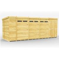 Buttercup Farm 18 x 7 Feet Pent Security Shed - Double Door - L214 x W533 x H201 cm in Brown