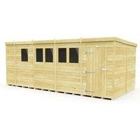 Buttercup Farm 17 x 8 Feet Pent Shed - Single Door W/ Windows - L231 x W492 x H201 cm in Brown