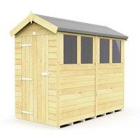 Buttercup Farm 4 x 8 Feet Apex Shed - Single Door W/ Windows - L243 x W118 x H217 cm in Brown