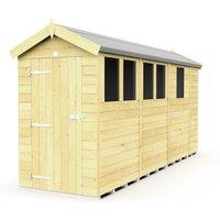 Buttercup Farm 4 x 13 Feet Apex Shed - Single Door W/ Windows - L387 x W118 x H217 cm in Brown
