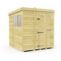 Buttercup Farm 6 x 7 Feet Pent Shed - Single Door W/ Windows - L214 x W185 x H201 cm in Brown