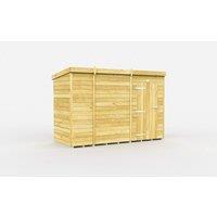 Buttercup Farm 10 x 4 Feet Pent Shed - Single Door W/O Window - L118 x W302 x H201 cm in Brown
