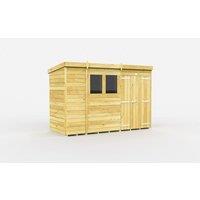 Buttercup Farm 10 x 4 Feet Pent Shed - Double Door W/ Windows - L118 x W302 x H201 cm in Brown