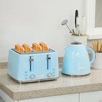HOMCOM Toaster & Kettle Set with Defrost Reheat & Crumb Tray, 1.7 L in Light Blue