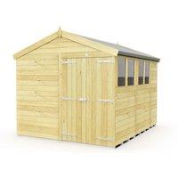 Buttercup Farm 8 x 11 Feet Apex Shed - Double Door W/ Windows - L329 x W231 x H217 cm in Brown