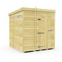 Buttercup Farm 5 x 7 Feet Pent Security Shed - Single Door - L214 x W158 x H201 cm in Brown