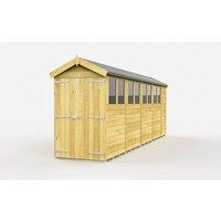 Buttercup Farm 4 x 18 Feet Apex Shed - Double Door W/ Windows - L533 x W118 x H217 cm in Brown