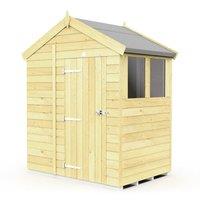 Buttercup Farm 6 x 4 Feet Apex Shed - Single Door W/ Windows - L127 x W175 x H217 cm in Brown