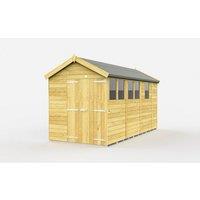 Buttercup Farm 7 x 13 Feet Apex Shed - Double Door W/ Windows - L387 x W214 x H217 cm in Brown