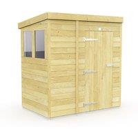 Buttercup Farm 6 x 4 Feet Pent Shed - Single Door W/ Windows - L118 x W185 x H201 cm in Brown
