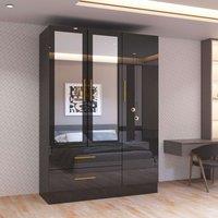 Cairo High Gloss 3 Door Hinged Wardrobe with Mirror 116cm